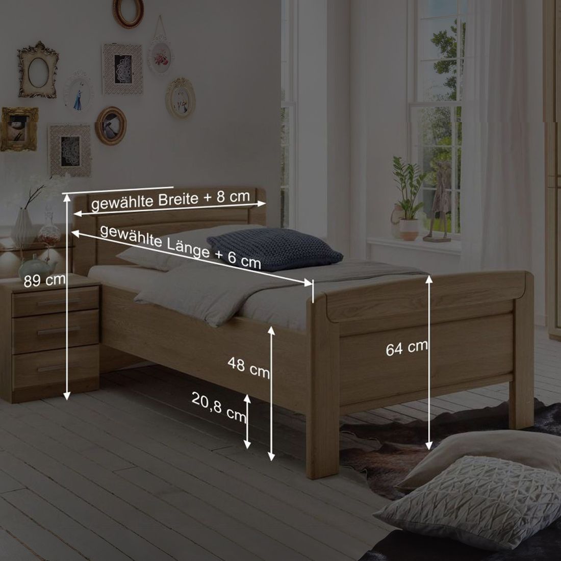 Seniorenbett Hazleton Komfort Eiche teilmassiv