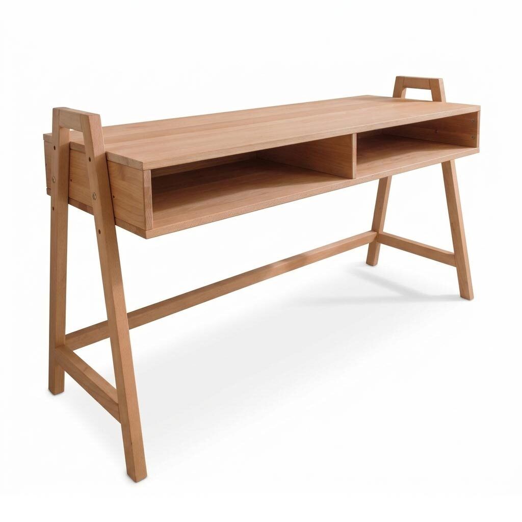 Retro-Schreibtisch Kids Fantasy Buche Massivholz höhenverstellbar