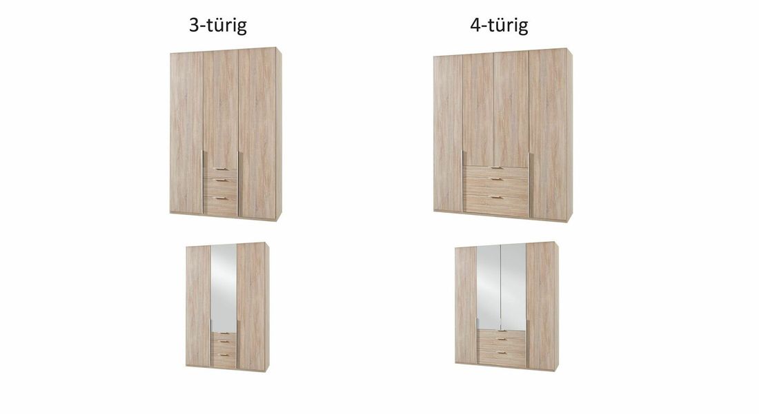 Drehtüren-Kleiderschrank Coreno Eiche Dekor mit Schubladen