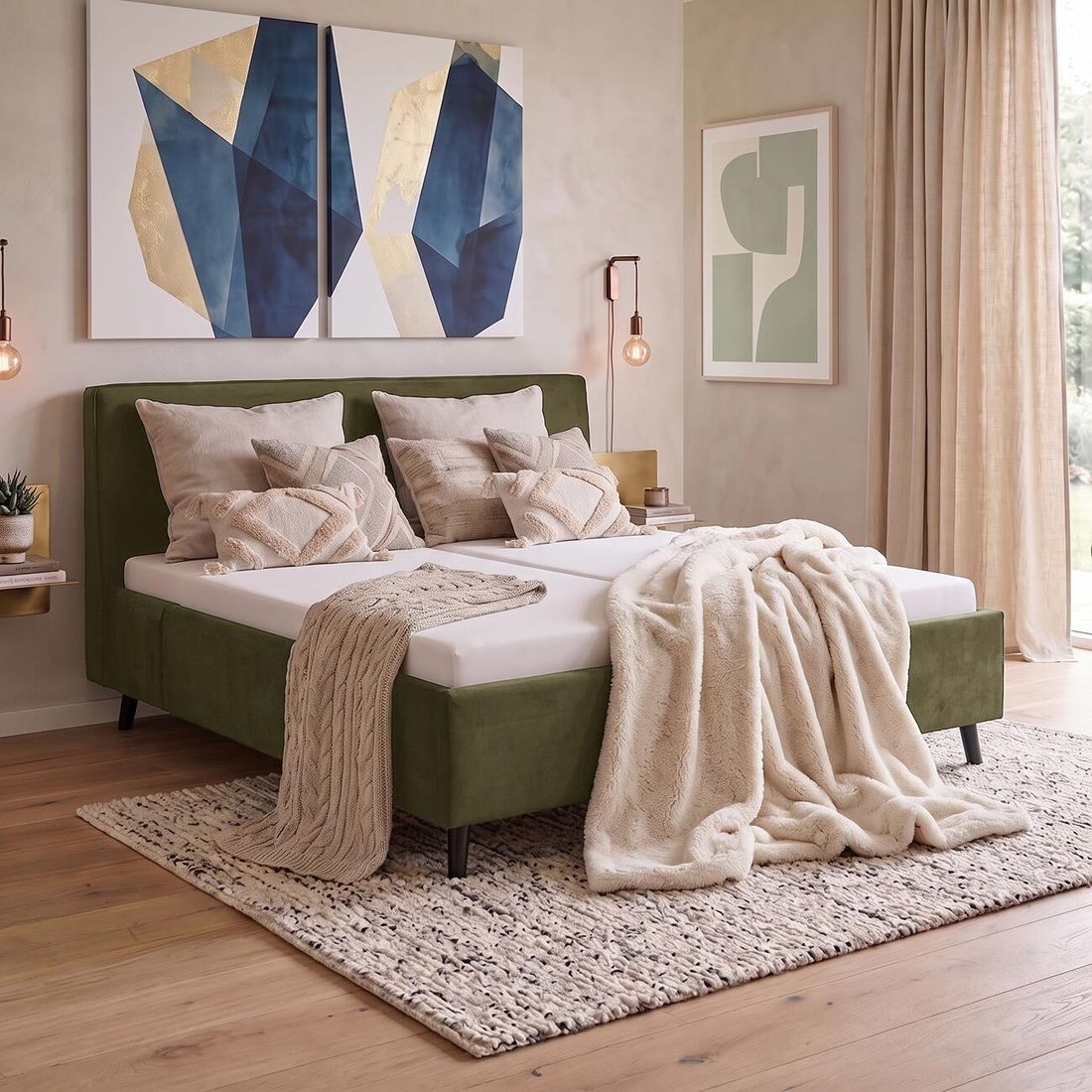 Polsterbett Thea Komfort Velours mit Pflegebett-Funktion und Lattenrost