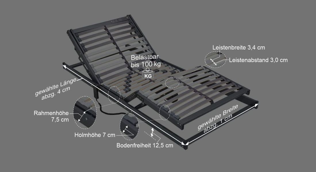 MUSTERRING Lattenrost Orthomatic 2.0 Classic FHR MOT elektrisch verstellbar