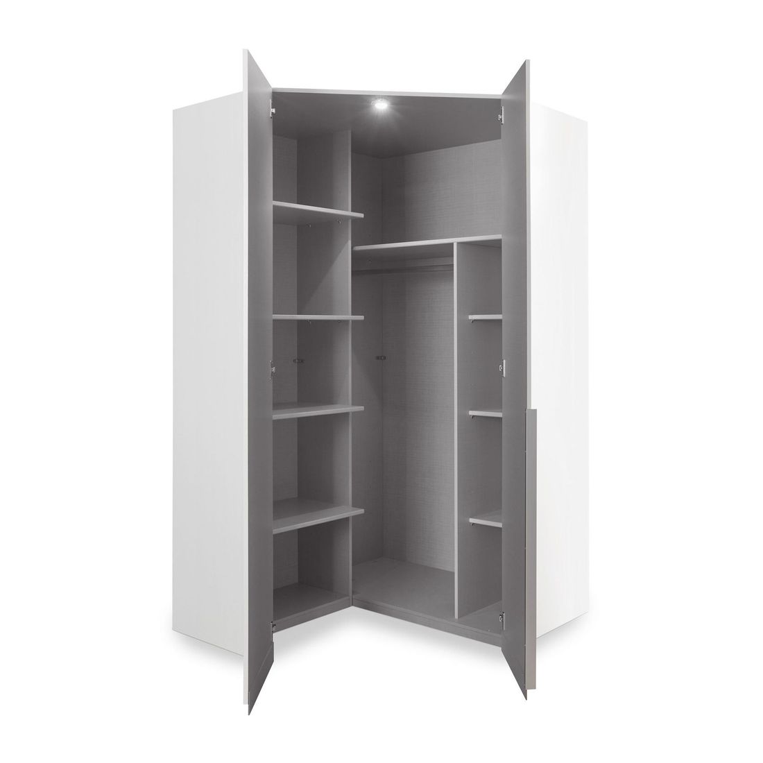 Eck-Kleiderschrank Esperia mit Beleuchtung