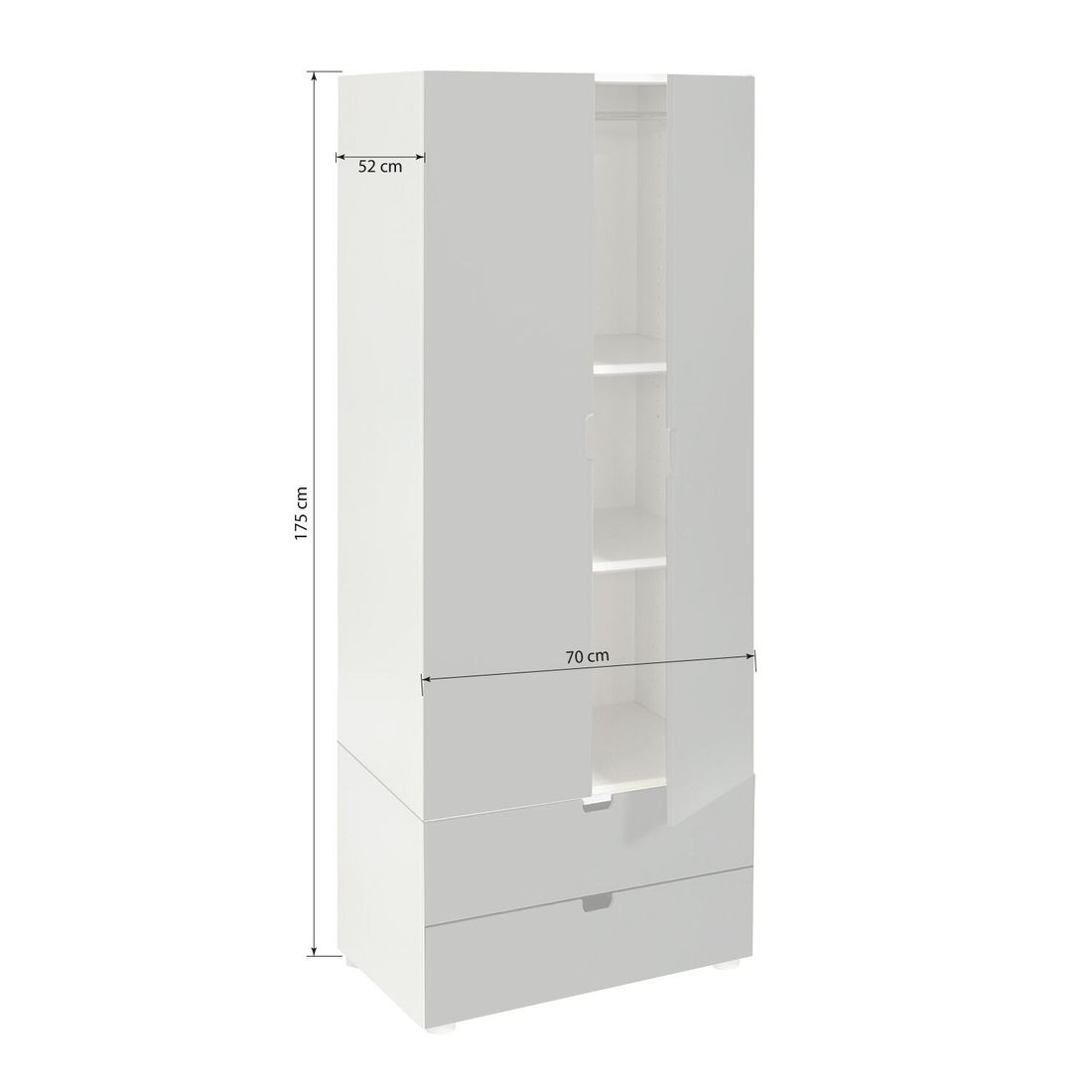 Drehtüren-Kleiderschrank Kids Town Color Buche teilmassiv mit Schubladen