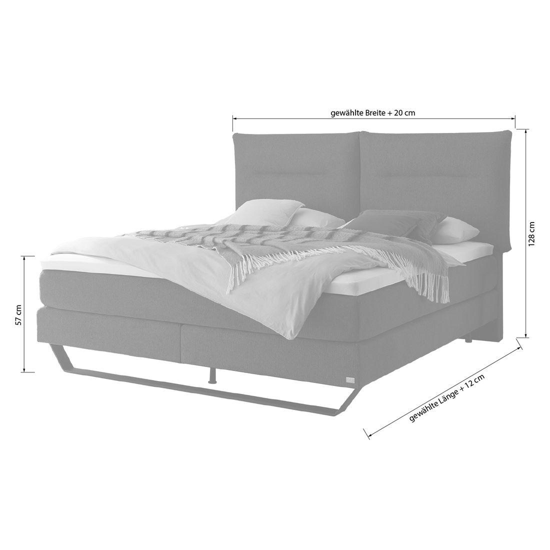 Boxspringbett Celestara Velours-Strukturstoff