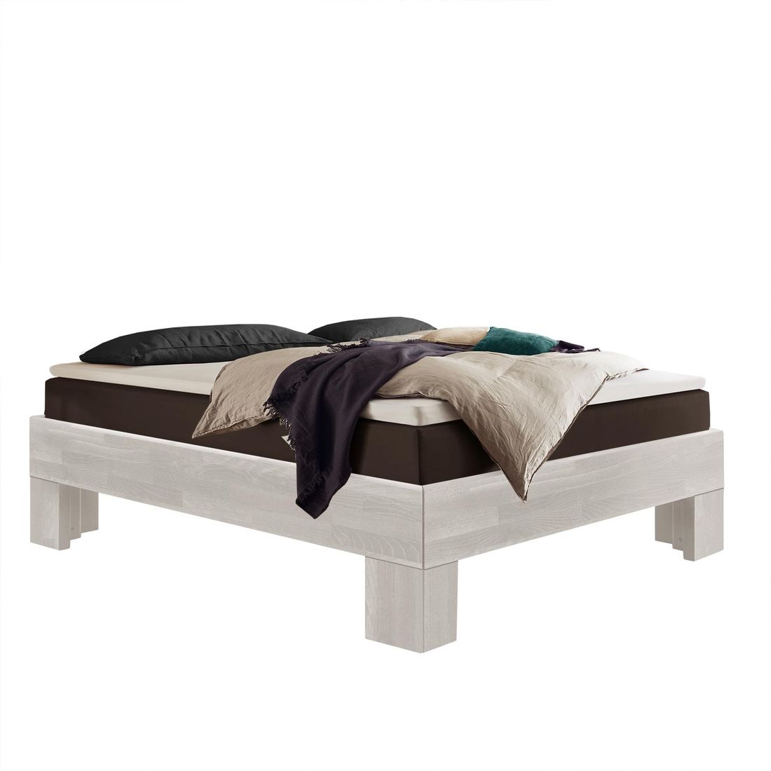 Boxspringbett Port-Louis Buche Massivholz ohne Kopfteil