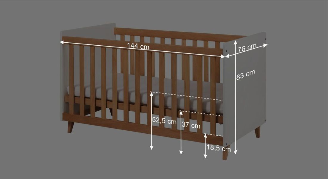 Babybett Kids Nordic Buche teilmassiv mit Lattenrost und Schlupfsprossen