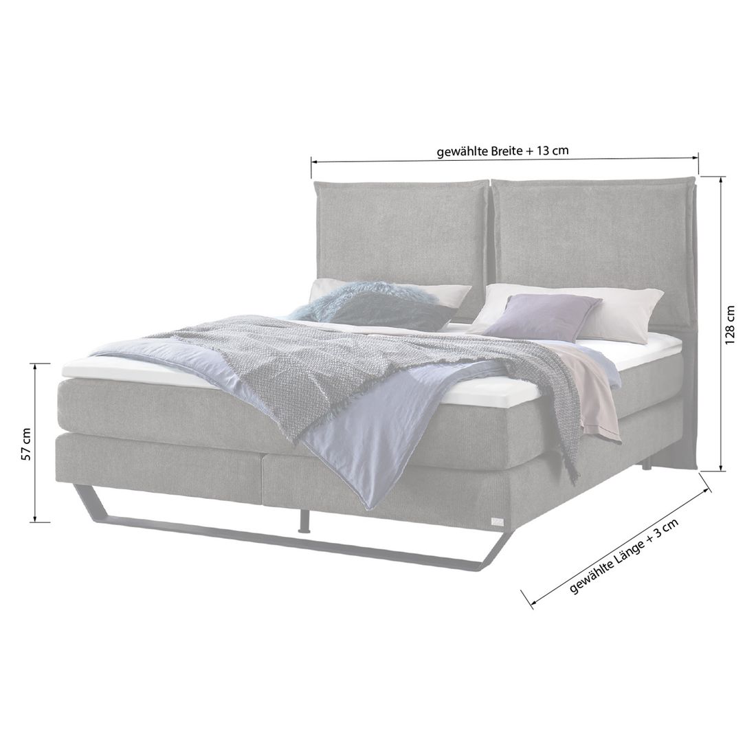 Boxspringbett Rimossa Velours-Strukturstoff