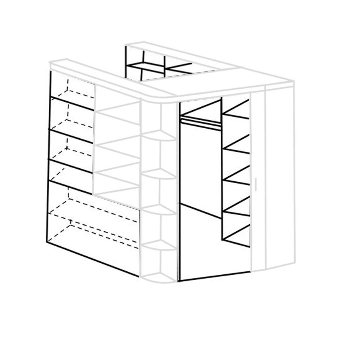 Eck-Kleiderschrank Solero begehbar mit Innenausstattung 124x201cm