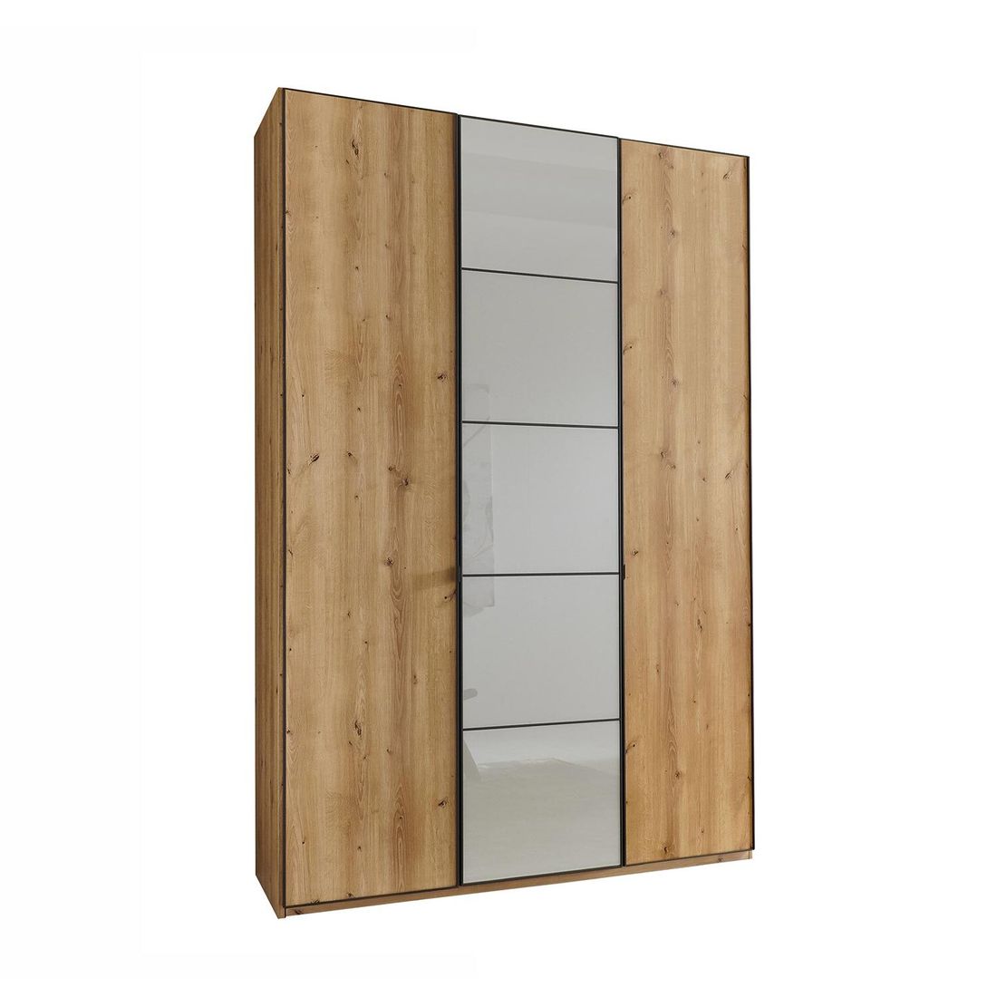 Drehtüren-Kleiderschrank Nuvira Eiche Dekor mit Glasfront