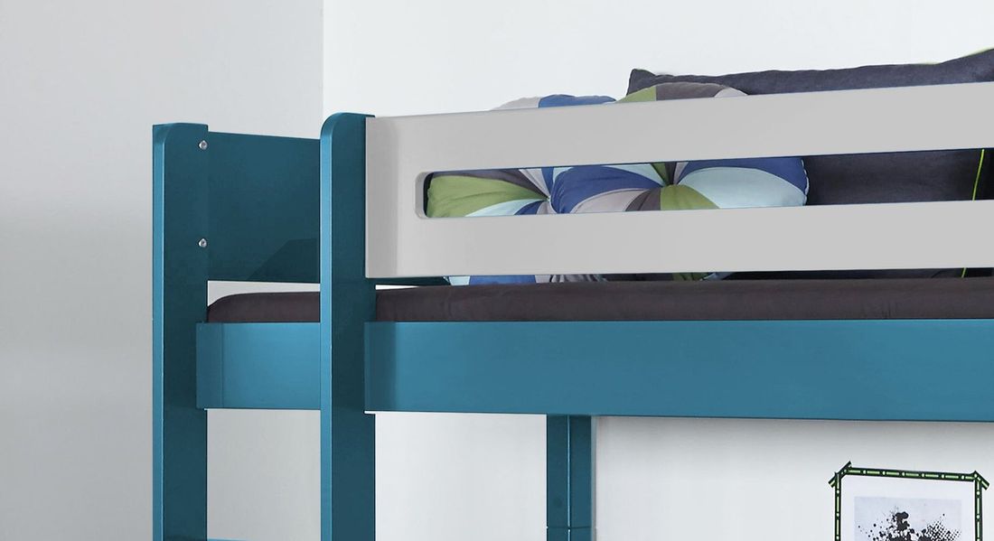Midi-Hochbett Kids Town Color Buche teilmassiv mit Lattenrost und Kletterwand