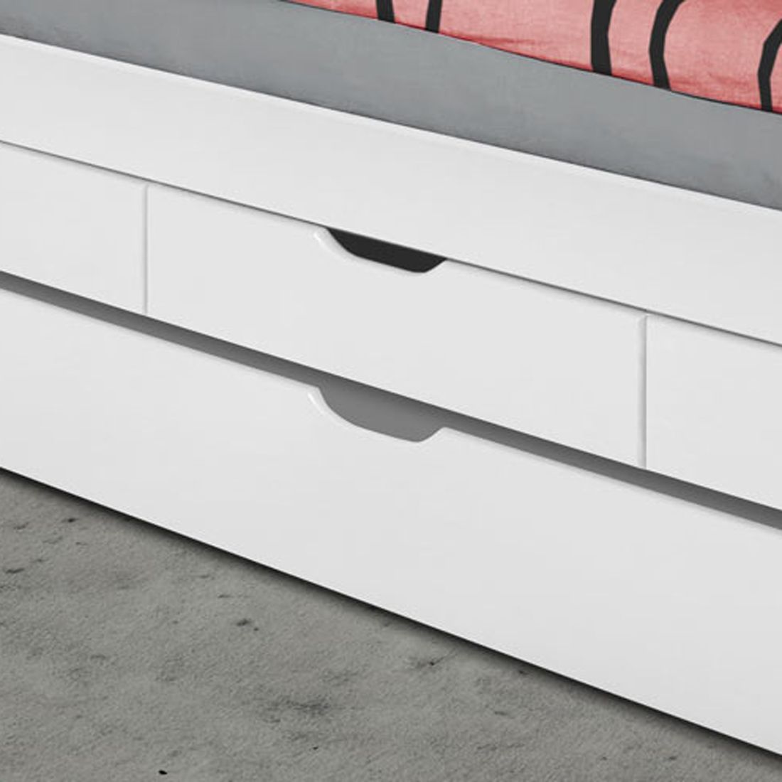 Ausziehbett Nouna Kiefer Massivholz mit Lattenrost und Bettschublade