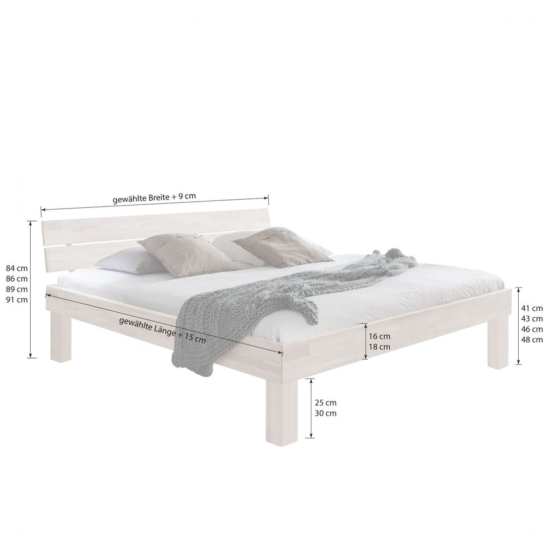 Bett Madrid Komfort Buche Massivholz