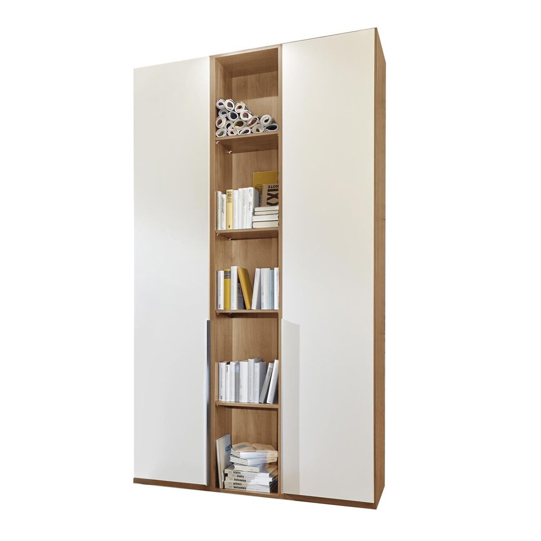 Drehtüren-Kleiderschrank Morolo Eiche Dekor mit Regal und Innenausstattung