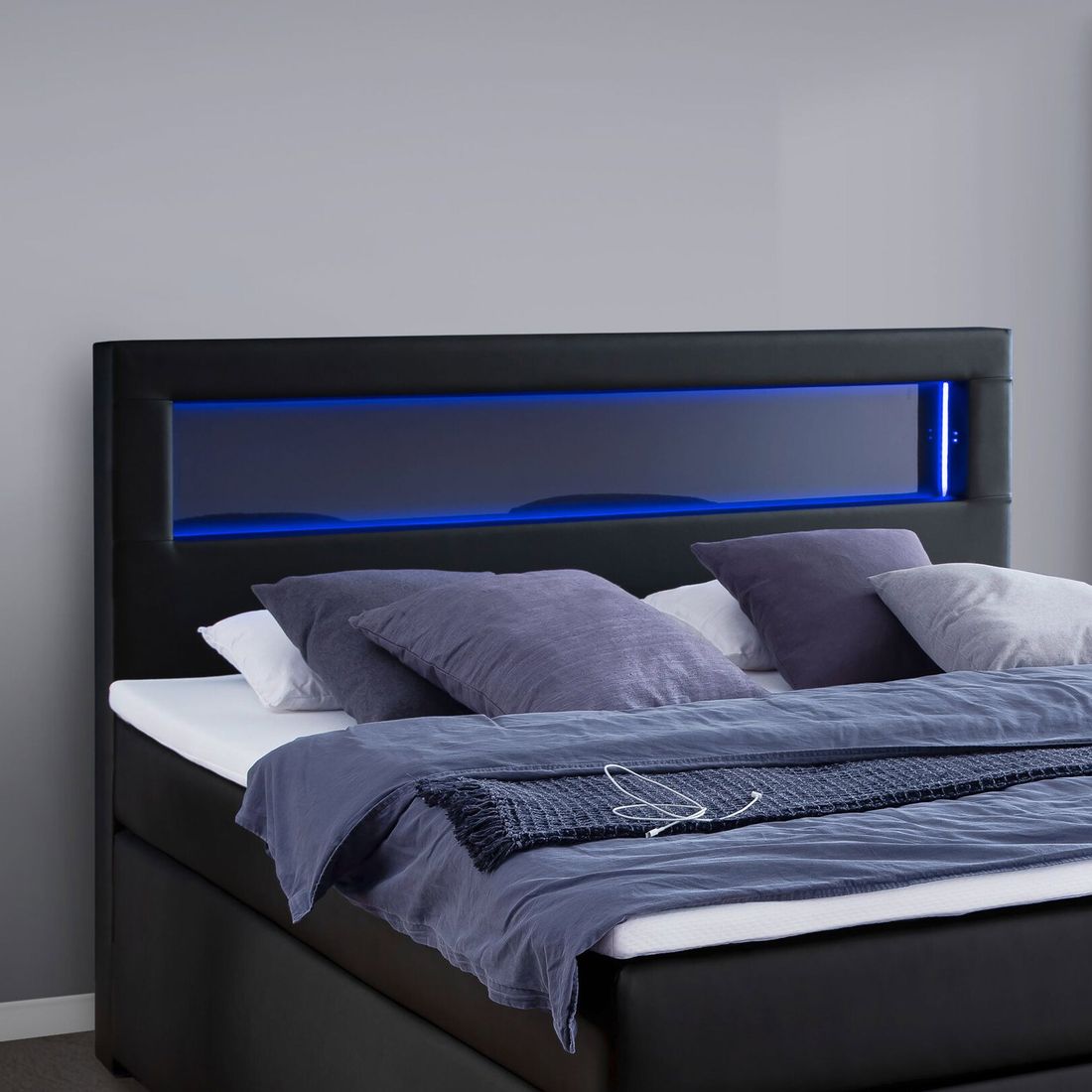 Boxspringbett Cresella Kunstleder mit Beleuchtung