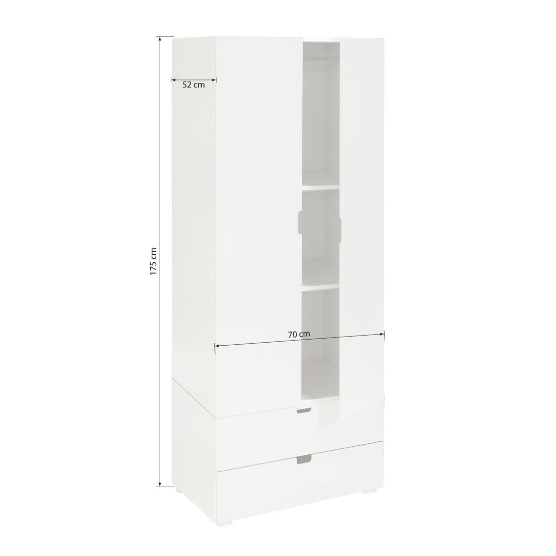 Drehtüren-Kleiderschrank Kids Town Buche teilmassiv mit Schubladen 70x175cm