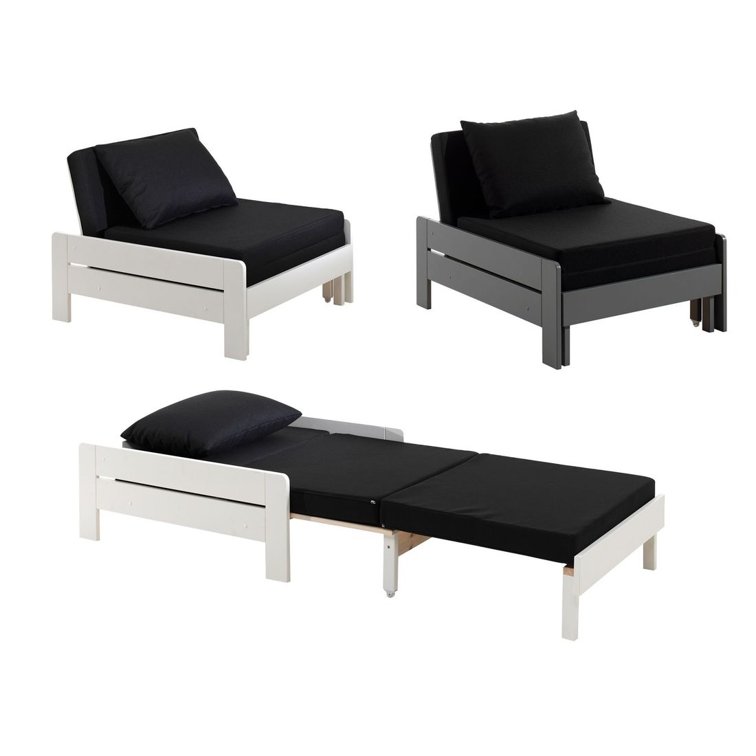 Maxi-Hochbett Kids Comfort Kiefer Massivholz mit Lattenrost und Sesselbett