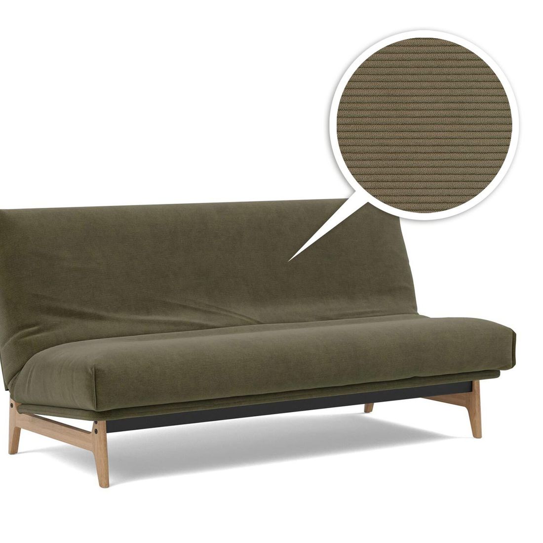 Schlafsofa Atessa Cord mit Lattenrost und Aufbewahrungstuch