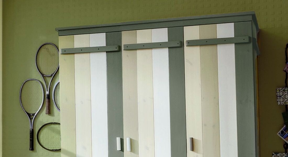 Drehtüren-Kleiderschrank Laubhütte Kiefer Massivholz