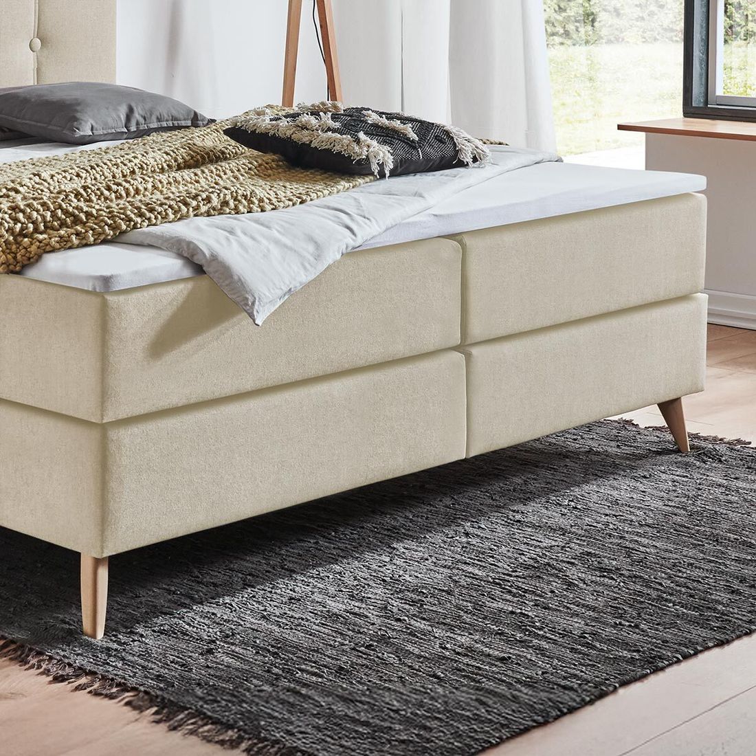 HOMELIV. Boxspringbett Maliana Webstoff