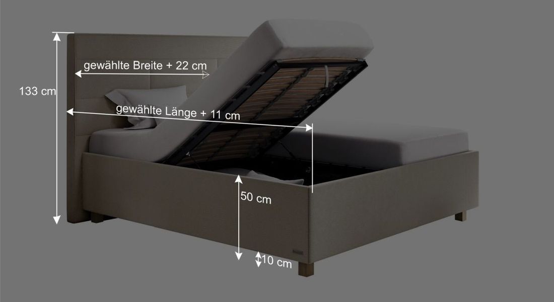 SCHLARAFFIA Polsterbett Verdi Komfort Microvelours/Webstoff mit Bettkasten und Lattenrost