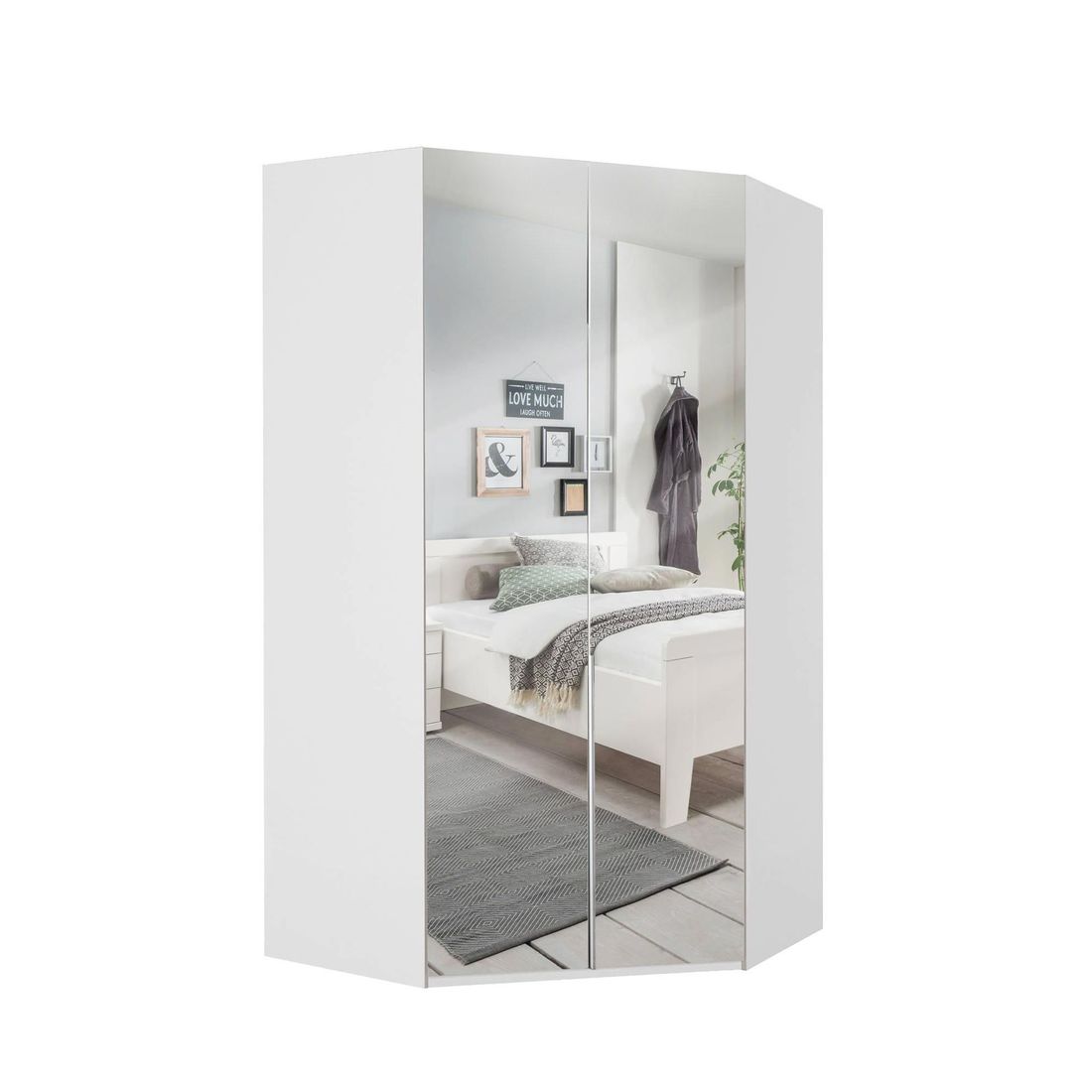 Eck-Kleiderschrank Esperia mit Beleuchtung