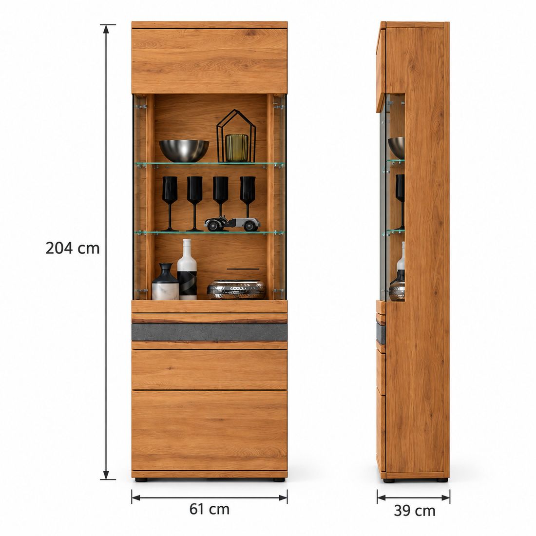 Wohnconcept Crusty I Vitrine 61x39x204cm