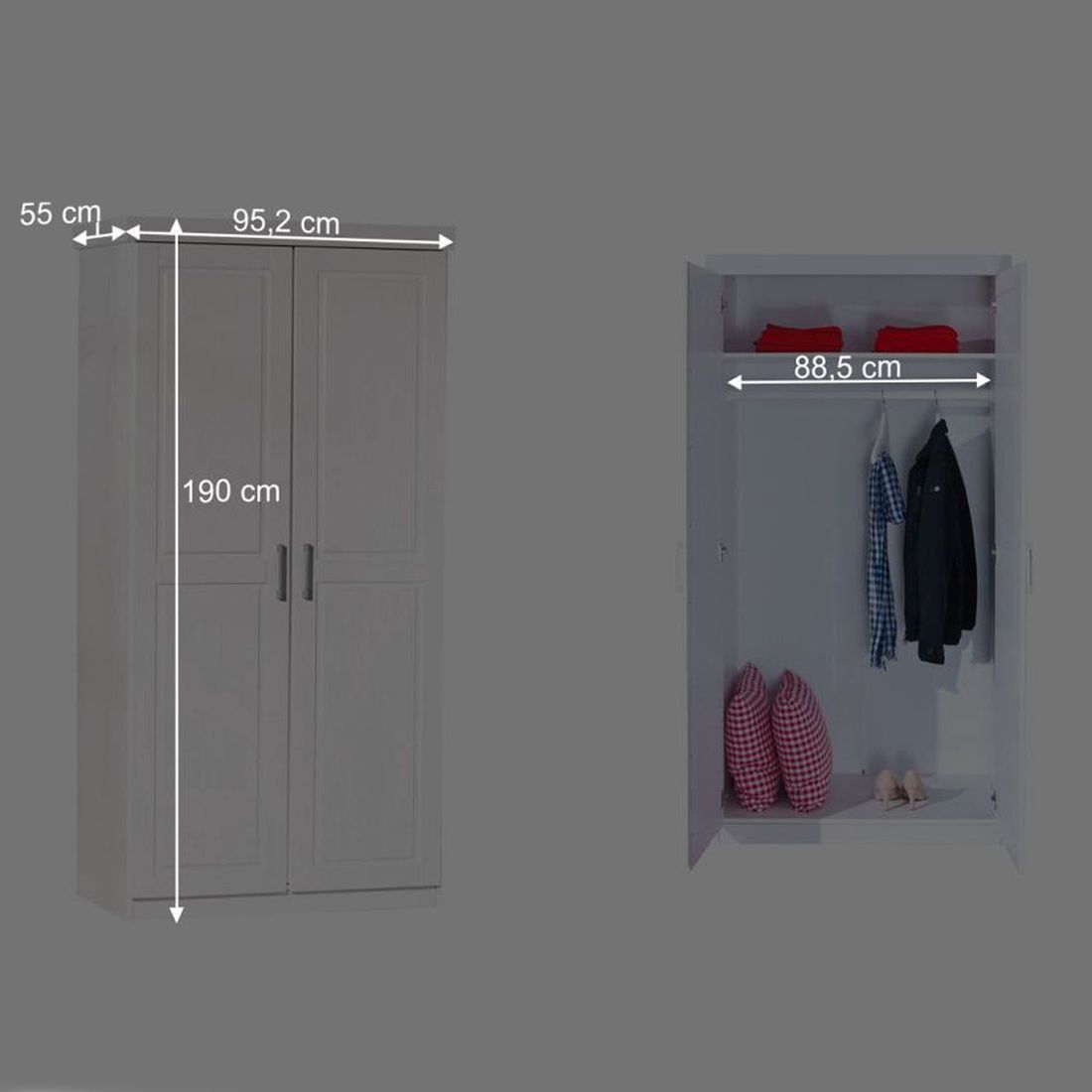 Drehtüren-Kleiderschrank Linz Kiefer Massivholz