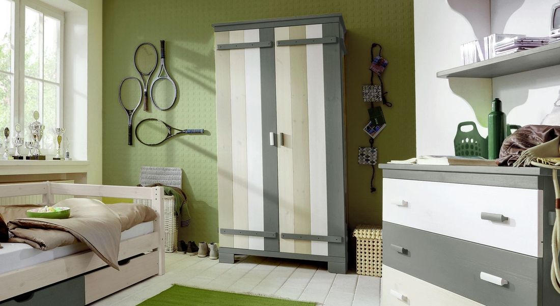 Drehtüren-Kleiderschrank Laubhütte Kiefer Massivholz
