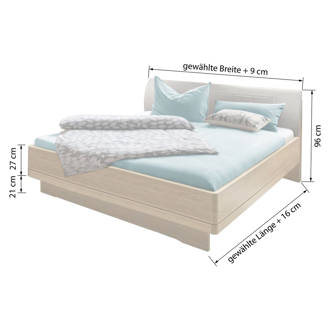 Doppelbett Ayla Komfort Eiche Dekor