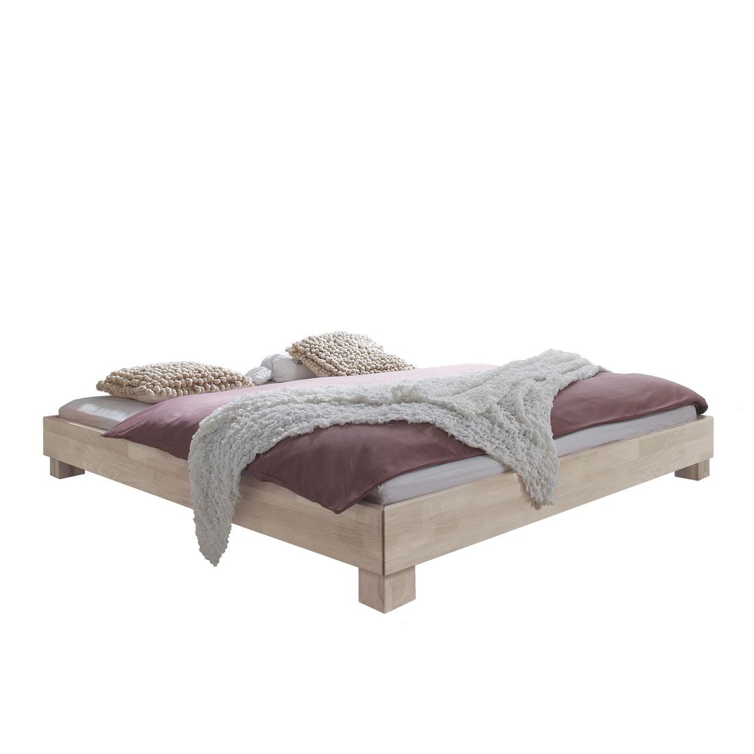 Bett Alicante Buche Massivholz ohne Kopfteil