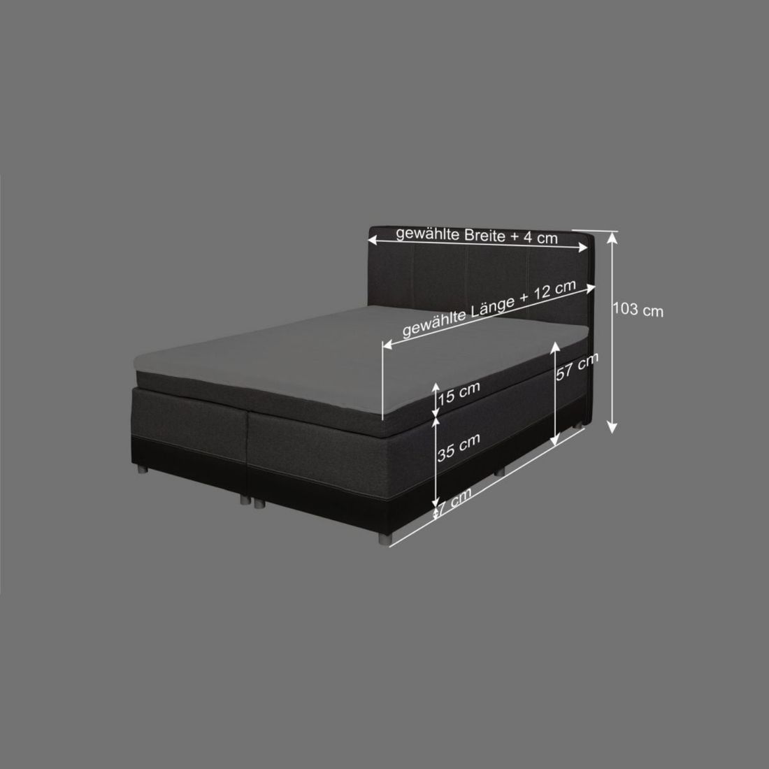 Boxspringbett Evan Webstoff 140x200cm