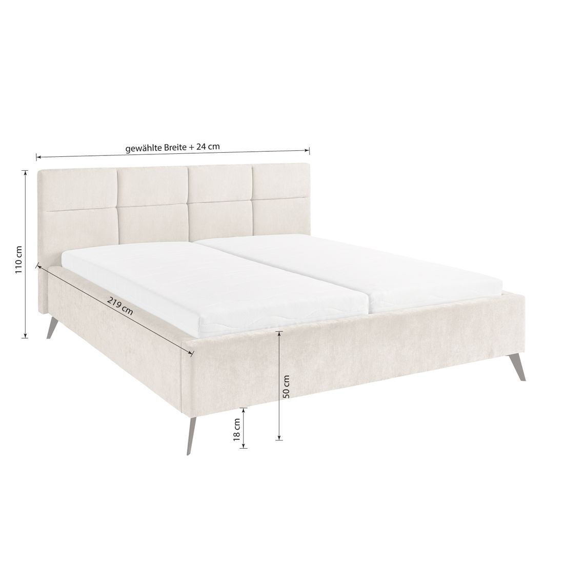 set one Polsterbett Cary Komfort Chenille
