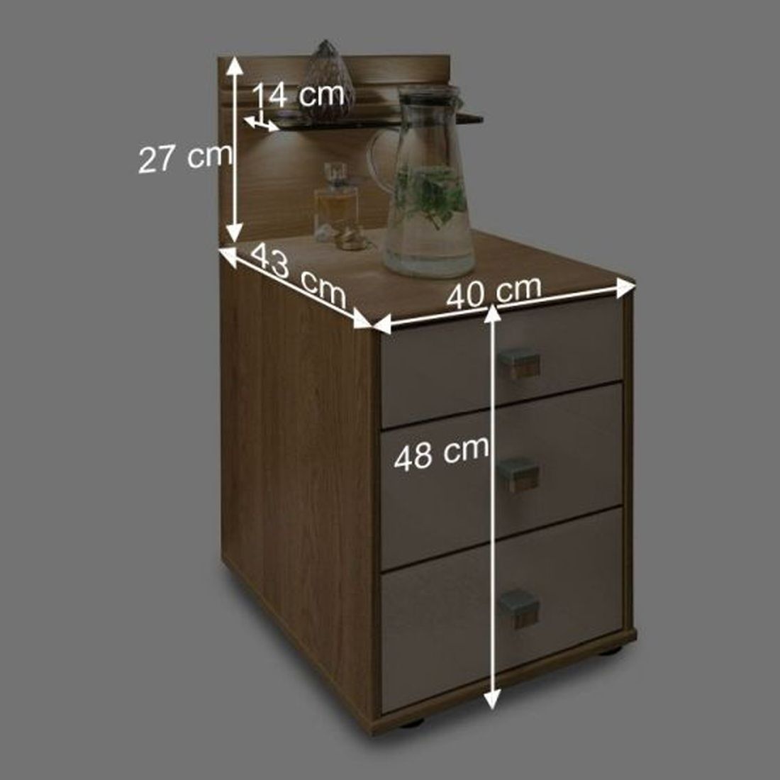 Nachttisch Ayla Eiche teilmassiv H 48cm