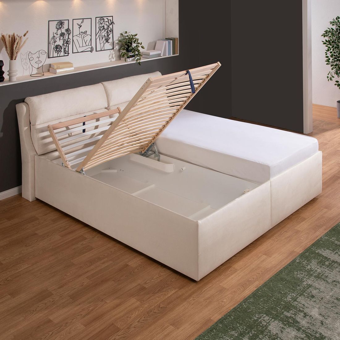 Polsterbett Cremona Microvelours mit Bettkasten