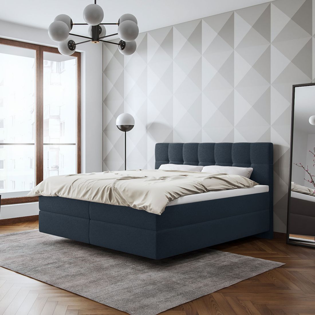 SCHLARAFFIA Boxspringbett Medea Webstoff/Microvelours