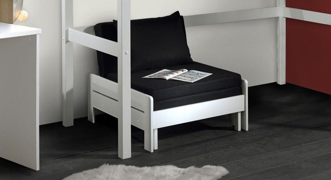 Maxi-Hochbett Kids Comfort Kiefer Massivholz mit Lattenrost und Sesselbett