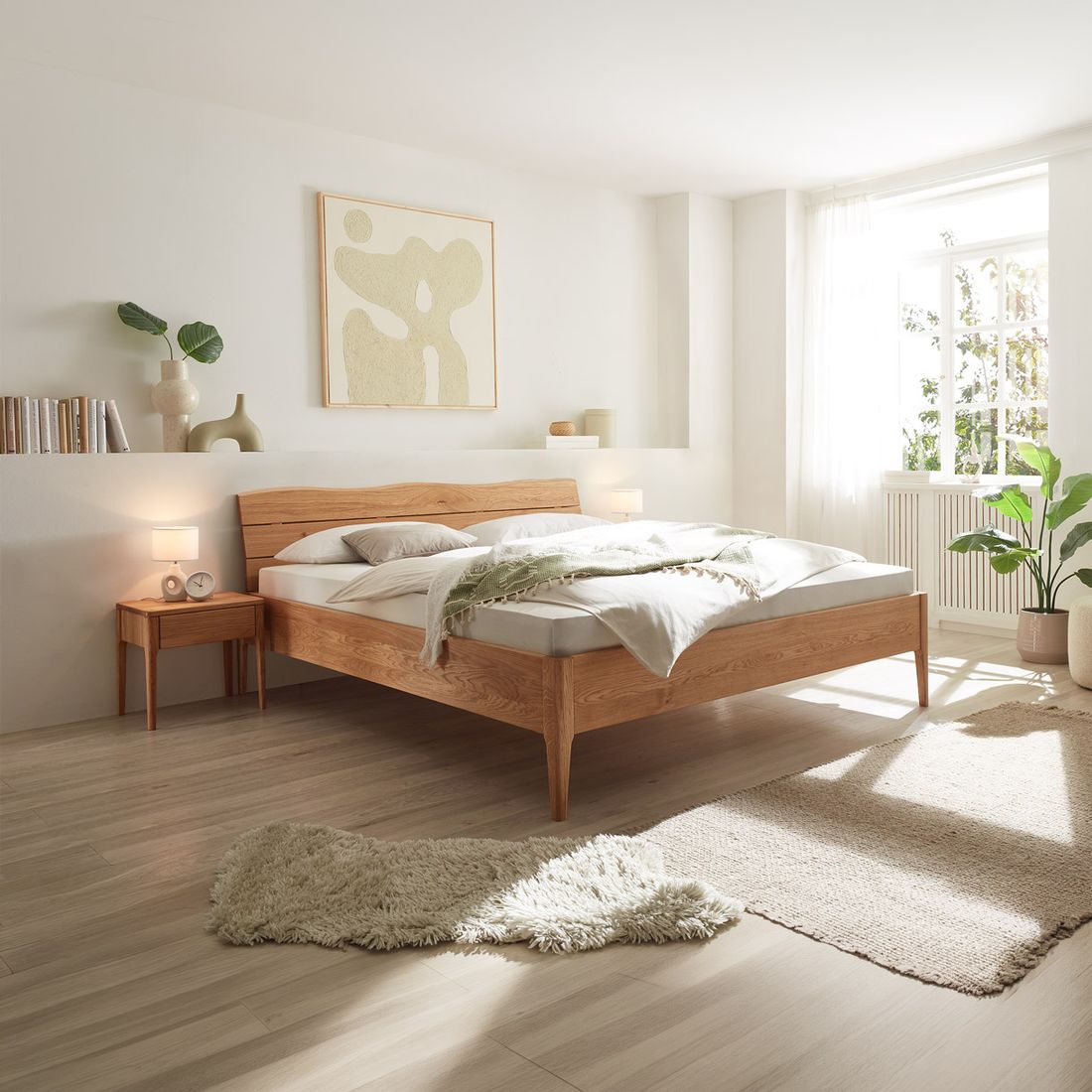 Bett Taro Komfort Wildeiche Massivholz metallfrei