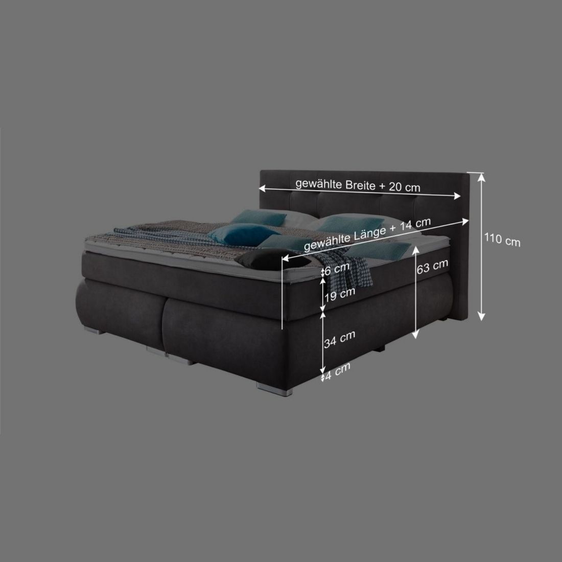 Boxspringbett Revelin Strukturstoff 180x200cm