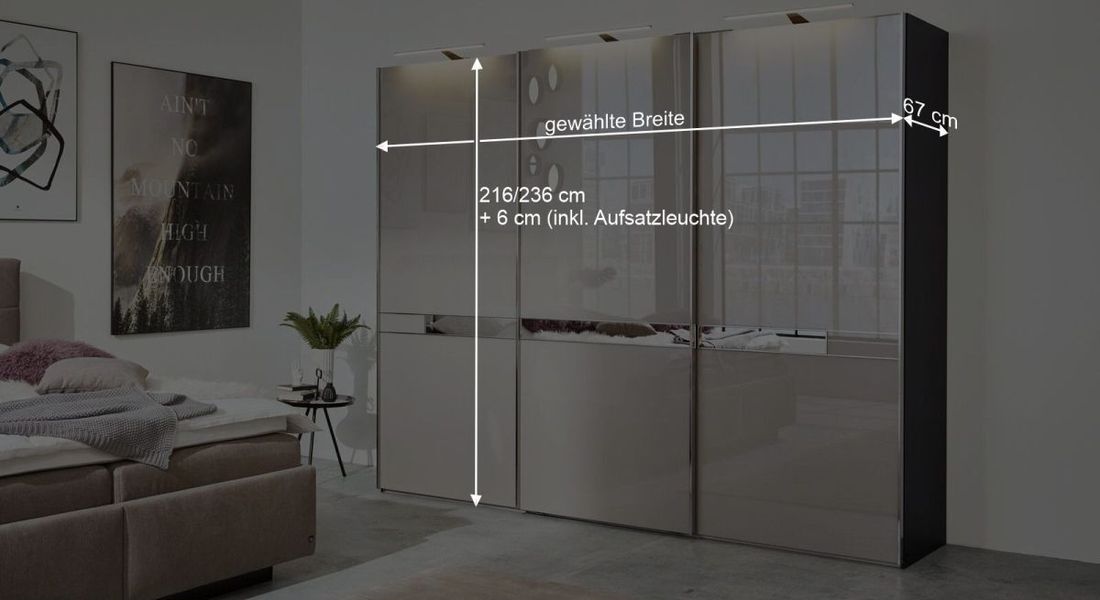 Interliving Schwebetüren-Kleiderschrank 1206 mit Glasfront
