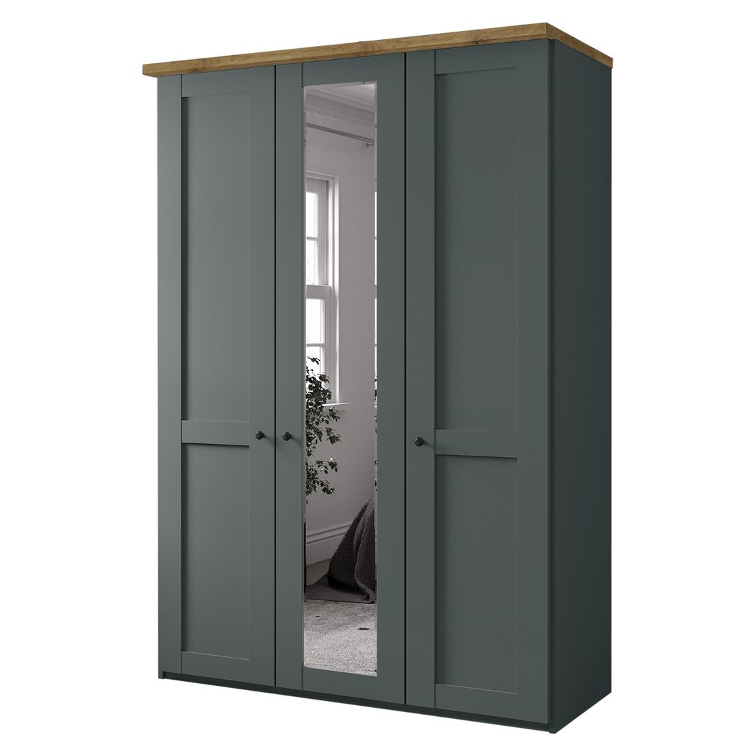 Drehtüren-Kleiderschrank Sapitwa mit Spiegel H 216cm