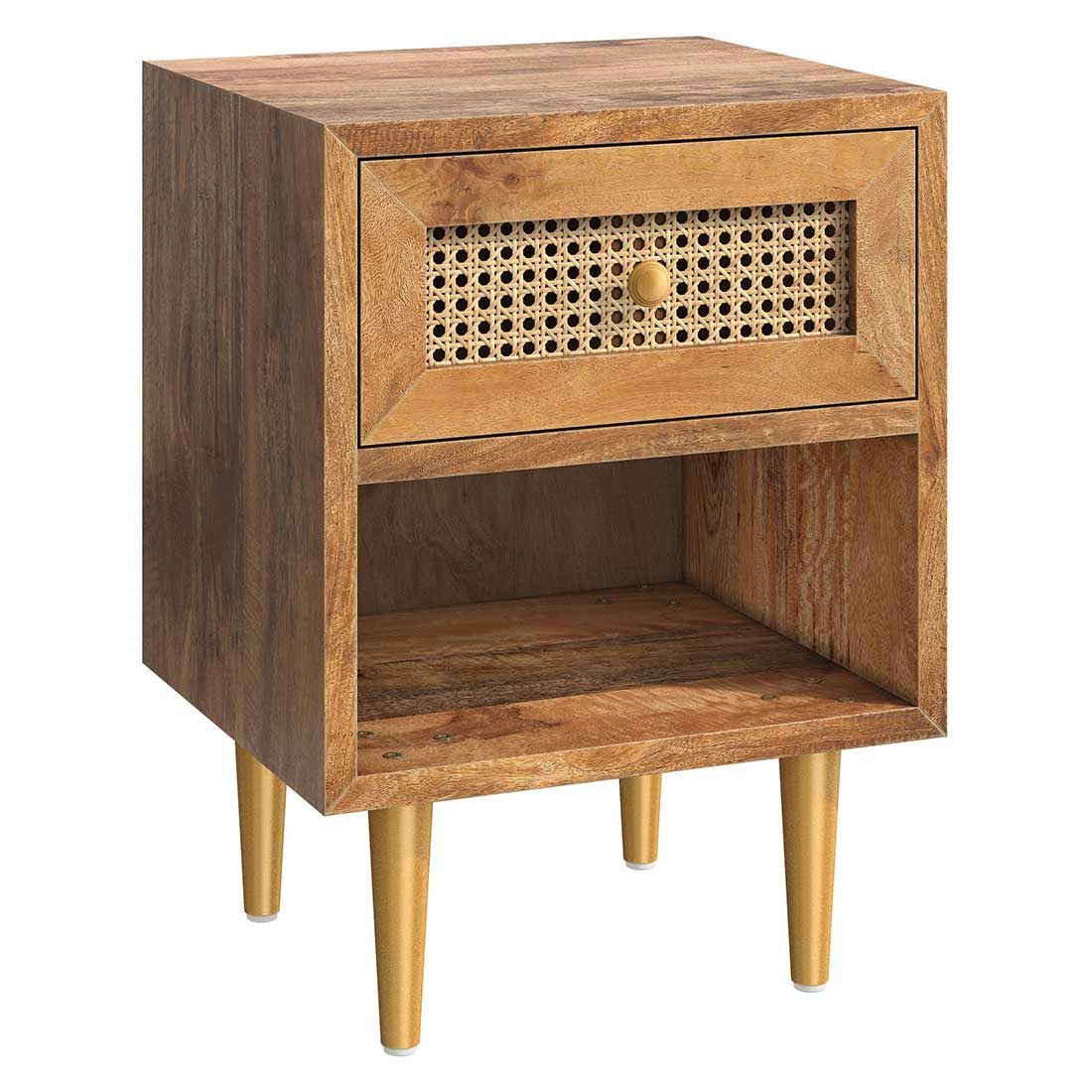 HOMELIV. Nachttisch Asmara Mango Massivholz H 55cm