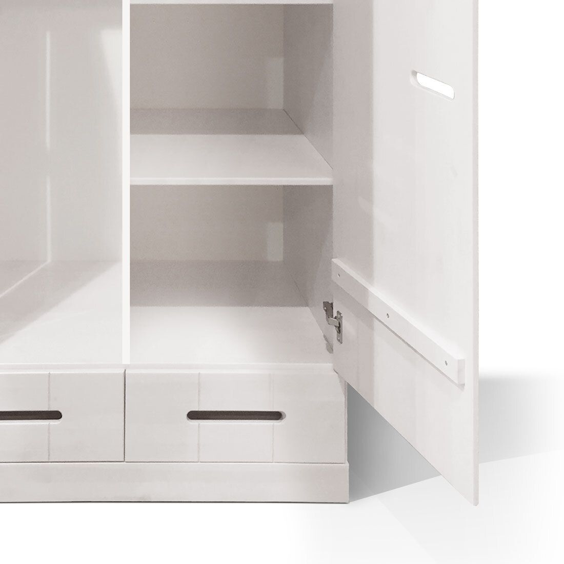 Drehtüren-Kleiderschrank Derby Kiefer Massivholz mit Schubladen mit Innenausstattung H 190cm