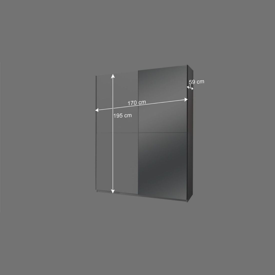 Schwebetüren-Kleiderschrank Salina mit Spiegel 170x195cm