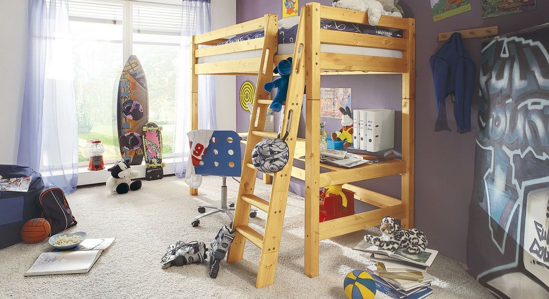 Maxi-Hochbett Kids Paradise Kiefer Massivholz mit Lattenrost