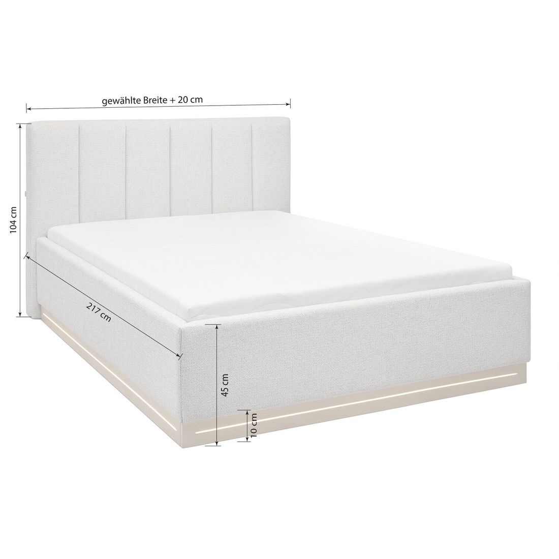 set one Polsterbett Franklin Komfort Strukturstoff KT1 S3 mit Bettkasten und Lattenrost