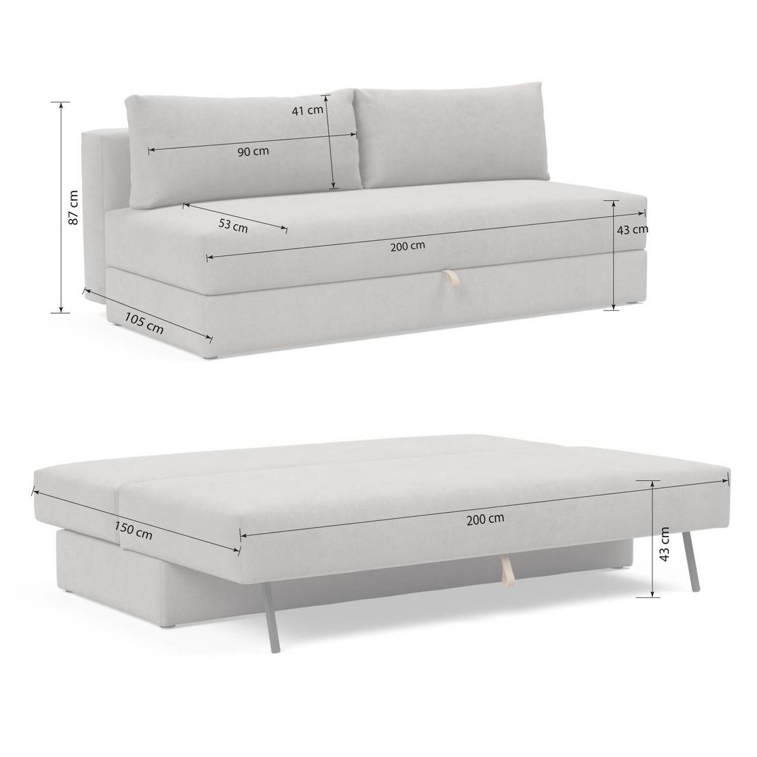 Schlafsofa Aisling Webstoff mit Stauraum
