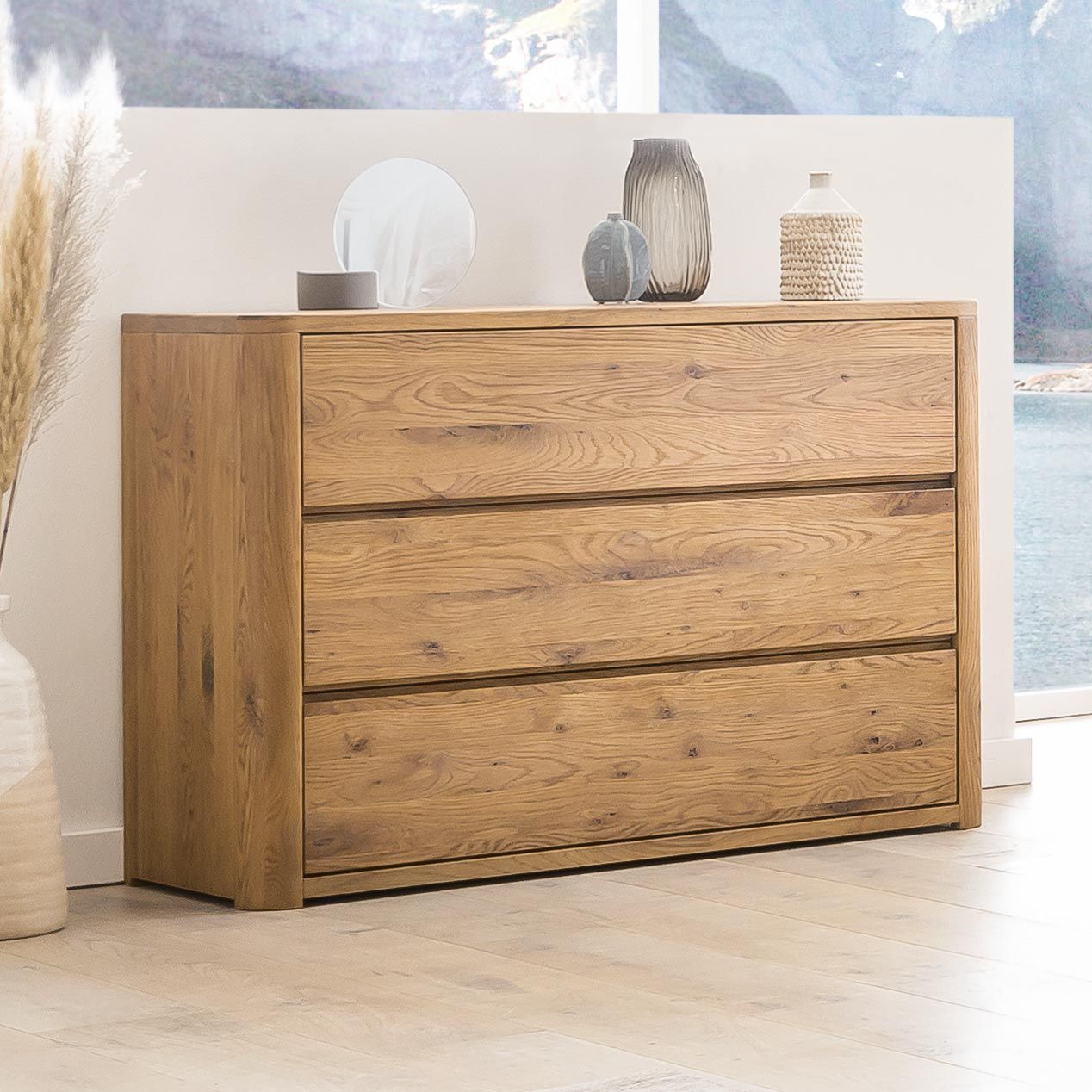 Kommode Dosima Wildeiche Massivholz mit Schubladen