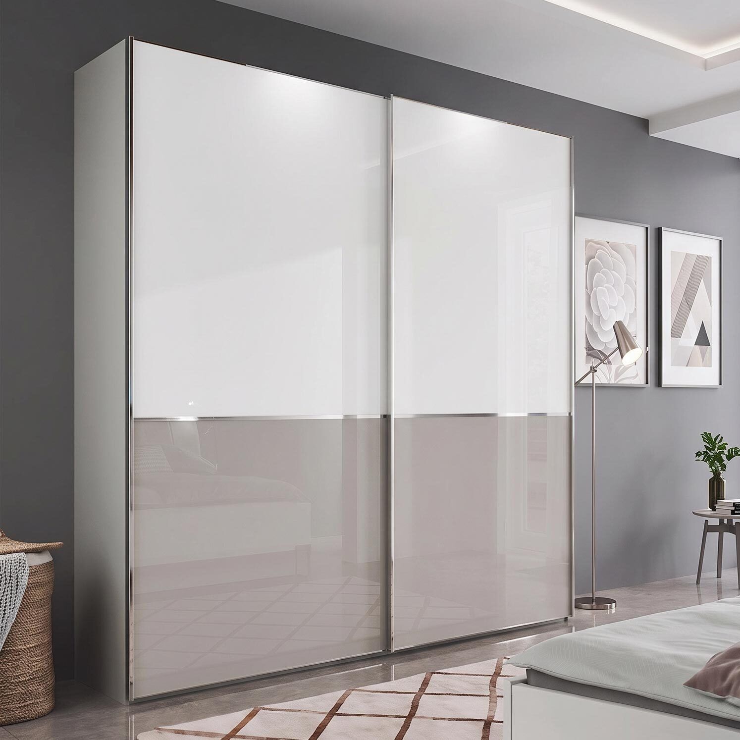 Schwebetüren-Kleiderschrank Shanvalley mit Glasfront