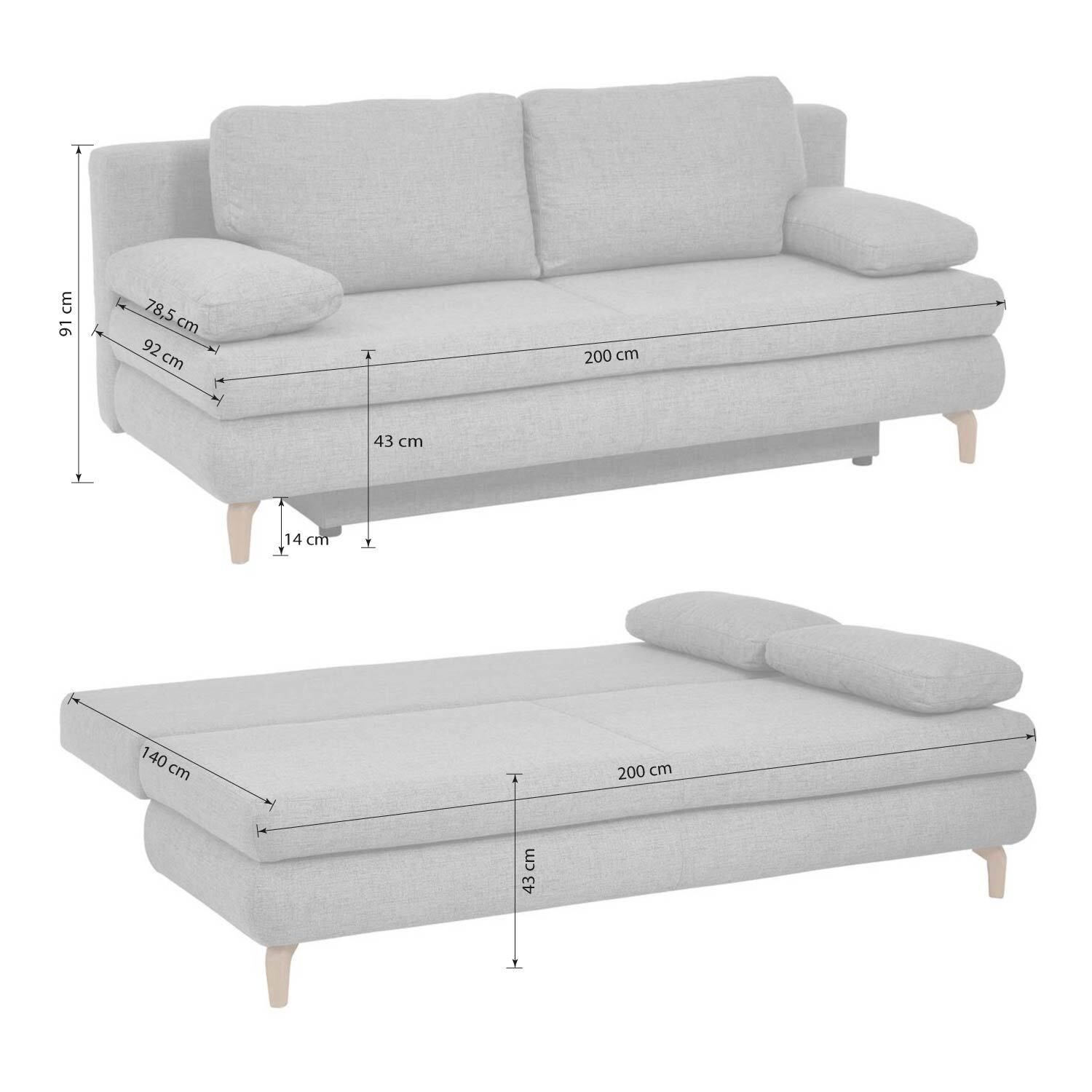 Schlafsofa Maranca Webstoff/Cord mit Bettkasten