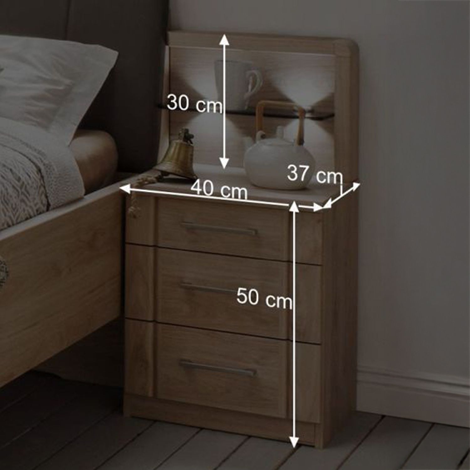 Nachttisch Herdorf Eiche Dekor H 50cm